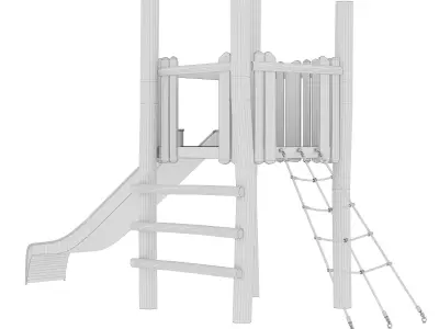 Play platform with slide and net 3D model