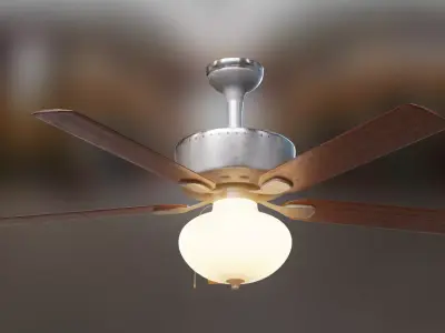 Wooden Ceiling Fan Low-poly 3D model