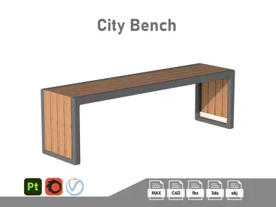 City Bench 07 Low-poly 3D model