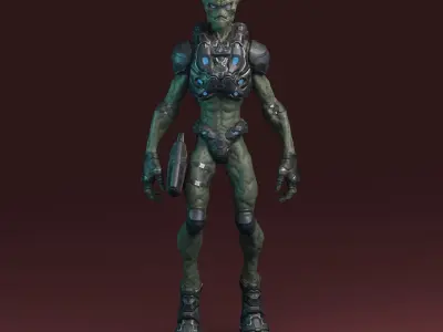 Alien v2 - Animated and Game Ready Low-poly 3D model