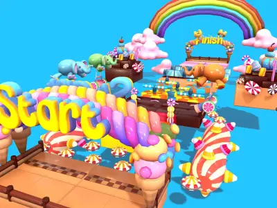 Cute Platformer Asset Pack - Candy Low-poly 3D model