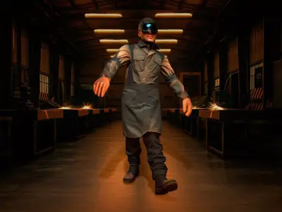 Welder Character in Flame Resistant Gear Low-poly 3D model