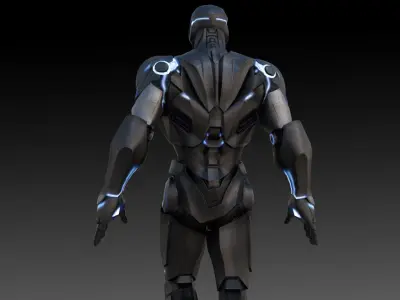 Iron Man Stealth Suit 3D Model Game Ready Fully Rigged Low-poly 3D model