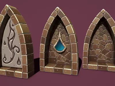 Fantasy stone window 1 Low-poly 3D model