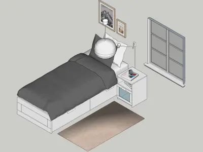 Single Bed IKEA BRIMNES 3D model