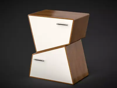 Modern Twisted Wooden Drawer  Stylish Asymmetric Cabinet  Low-poly 3D model purchase