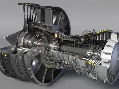  Turbofan Aircraft Engine Sectioned 