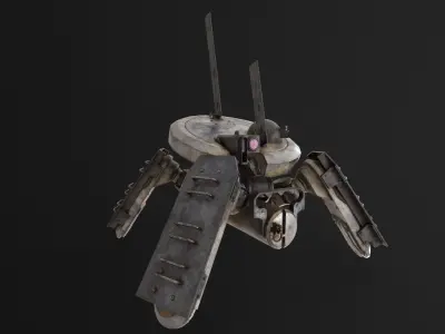 Quadrupedal Scout Mech Low-poly 3D model
