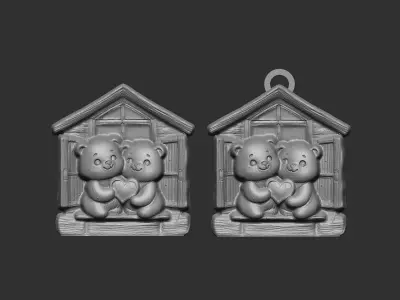 valentines teddy bear window decor  3D print model