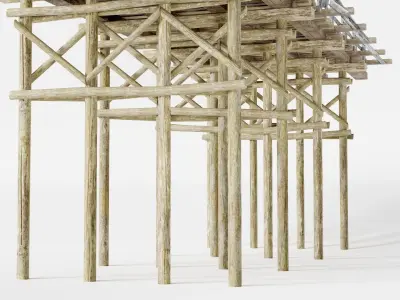 Wooden old bridge damaged da1 Low-poly 3D model