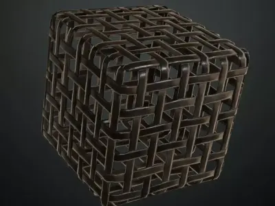 Dark Open Weave Mesh PBR Seamless Texture