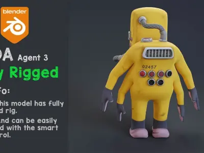 Monster inc - CDA agent 3 rigged 3D model