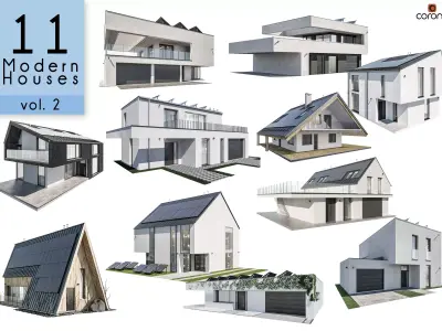 Vol 2 Modern Houses collection - 11 different houses 3D Model Pack