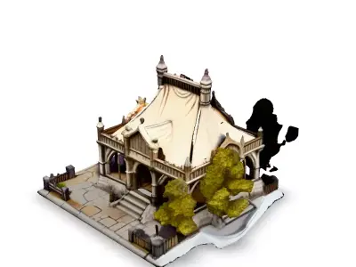 Medieval Tent Market Building 3D Model Low-poly 3D model