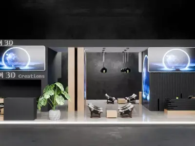 Modern Wooden Exhibition Booth Elegant Design Blender File 3D model