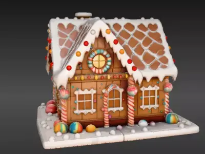 Cartoon Christmas 3D Scene Back Ground 3D Model  Low-poly 3D model