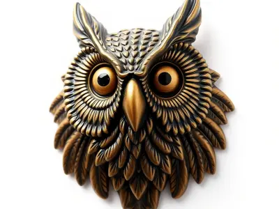 Owl Head Door Knocker Bronze Details model pack Low-poly 3D model