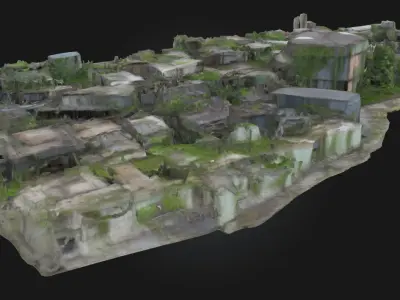 Desolate Island City  Abandoned Urban Environment Model 3D model