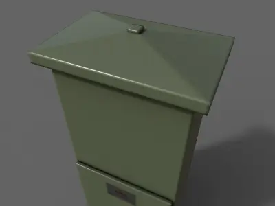 PBR Electric Box DarkGreen V4 Low-poly 3D model