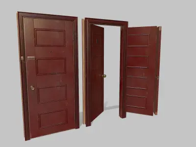 Door red 03 Low-poly 3D model