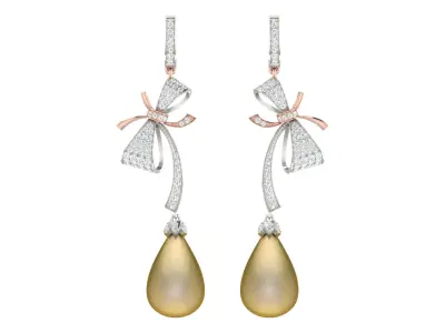 Light Weight Gold Diamond Earring  -earr27 3D print model