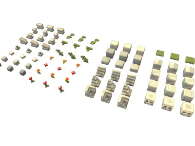 Cube World Stone Blocks - Proto Series Low-poly 3D model