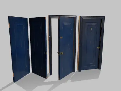 Door blue 06 Low-poly 3D model