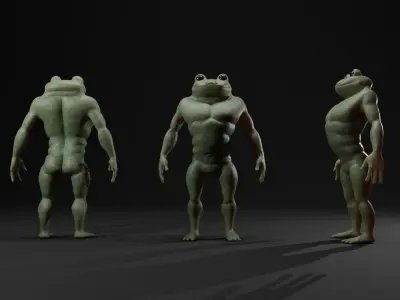 frog man rigged and textured Low-poly 3D model