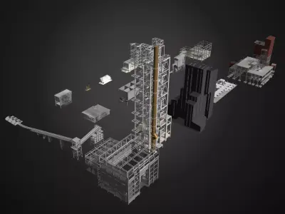 Industrial buildings pack 25K07 3D model