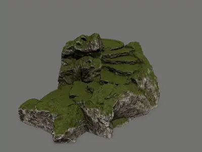 Ladder rock with grass Low-poly 3D model