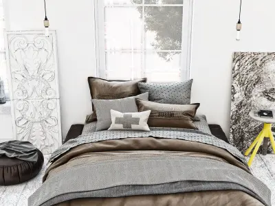 Scandinavian Bedroom Scene 3D model