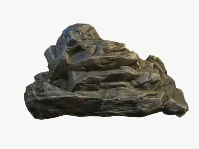 Mossy Boulder 2 Low-poly 3D model