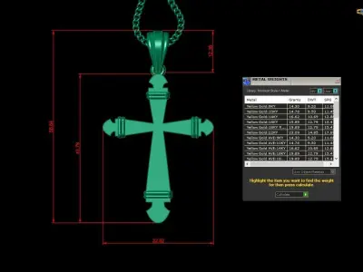 Light Gold 18K Cross Pendant 2CP082 3D print model