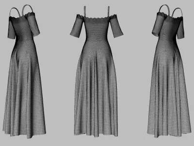 Dress 10 Very Light Blue Low-poly 3D model