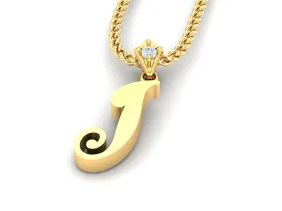 Light Gold Fancy Font Pendant I 3D print model