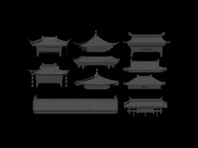 Chinese style ancient eaves china 3D model