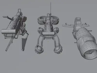 Sci-Fi Hover Bikes Pack - Production Ready 3D model