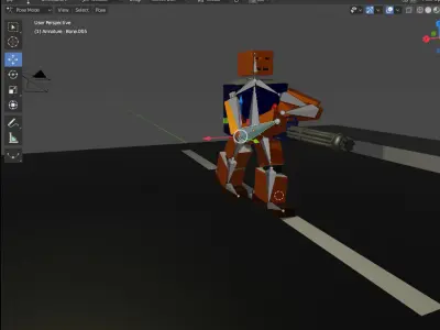 The Robot With Machine Gun Low-poly 3D model