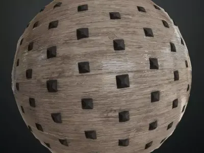 Medieval Studded Ash Wood Door PBR Seamless Texture