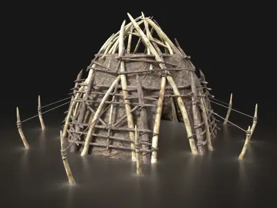 Orc Camp Primal Men Hunter Ancient Huts Builder Pack AAA NEXTGEN Low-poly 3D model