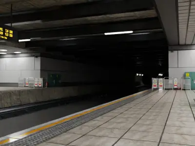 5 underground stations and trian 3D model