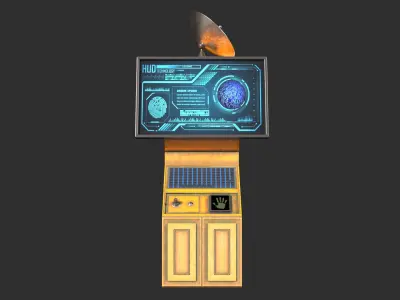 Sci-Fi Command Computer Low-poly 3D model