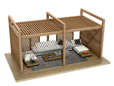 Wooden Pergolas 3D model purchase
