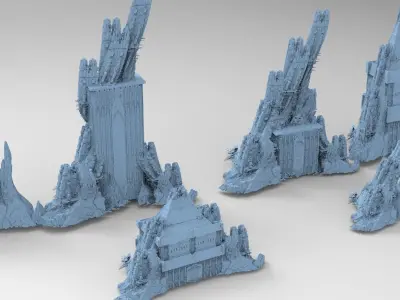 Ancient Stone Tower rock formation 6 models 3D model