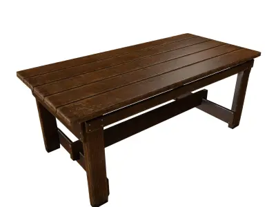 Old Vintage Wooden Table Game Ready Low Poly Low-poly 3D model