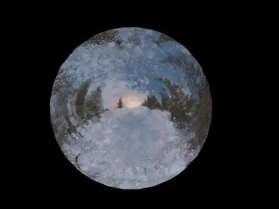 Animated tech Tree - 2k Loop video - 241 png render - snow sky Low-poly 3D model