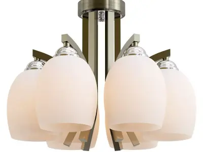 globo-till-60214-5 six light semi-flush fixture with glass sh... 3D model