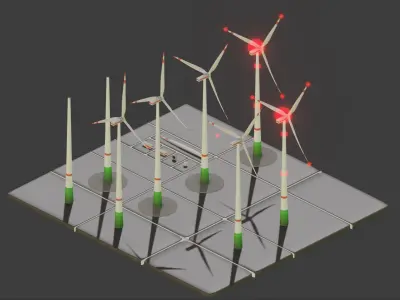 E3 Wind Turbine NH160m RD138m Low-poly 3D model