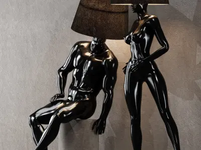 Hommer human lampshade Floor lamp Collection Pose01 3D model