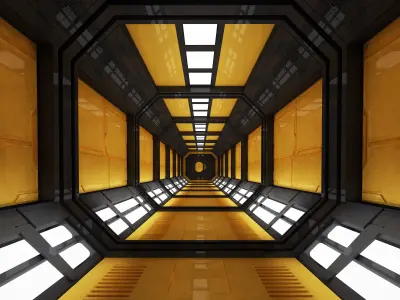 SCI FI INTERIOR SCENE SPACE SHIP CORRIDOR Low-poly 3D model